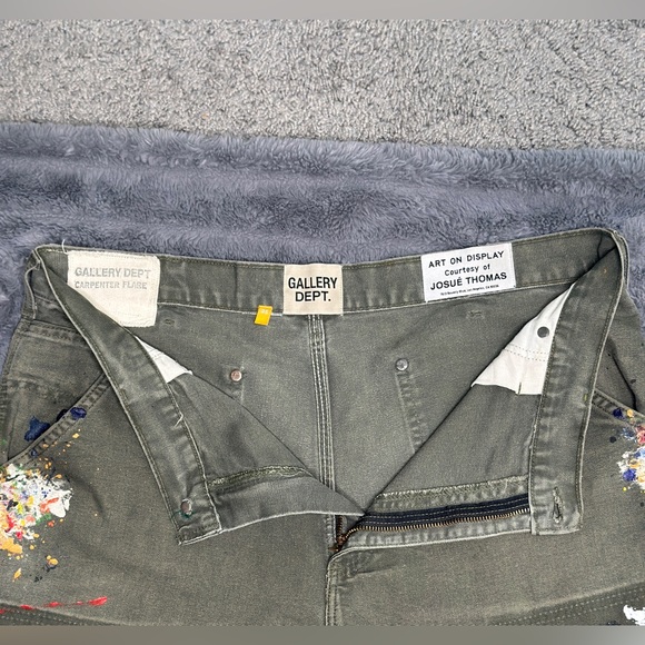 Gallery Dept. Flared Carpenter Pants in the distinguished "Olive Green" hue. - Picture 3 of 5